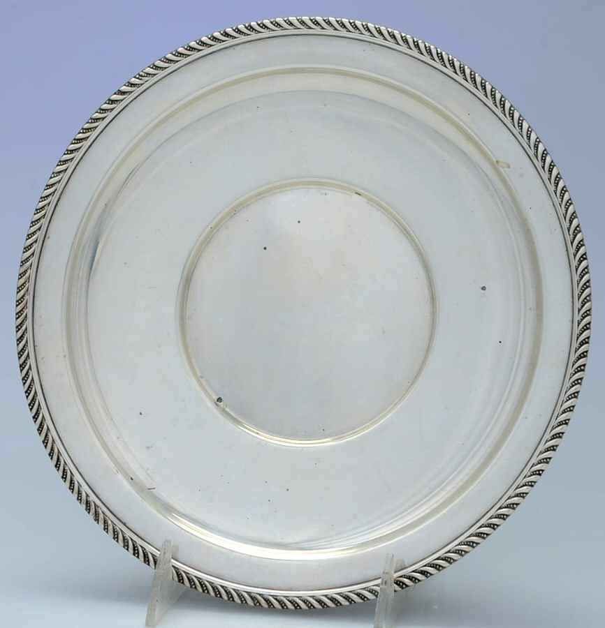 754 (Sterling, Hollowware) 9" Sandwich Plate by Poole Silver -1