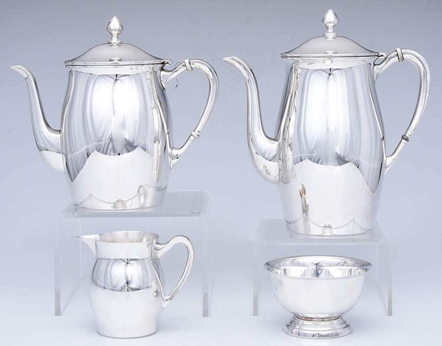 Paul Revere Reproductions (Sterling, Hollowware) 4 Piece Tea Set (SCP, STP, SCR, SSUO) by Poole Silver -1