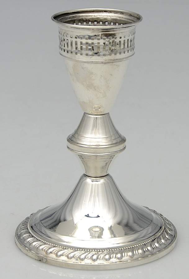 299 (Sterling, Hollowware) Weighted Hurricane Lamp Base by Poole Silver -1