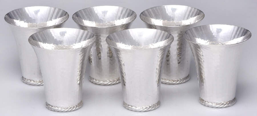 Rope (Sterling, Hollowware) Kiddush Cup (Goblet) - Set of 6 by Pampaloni-1