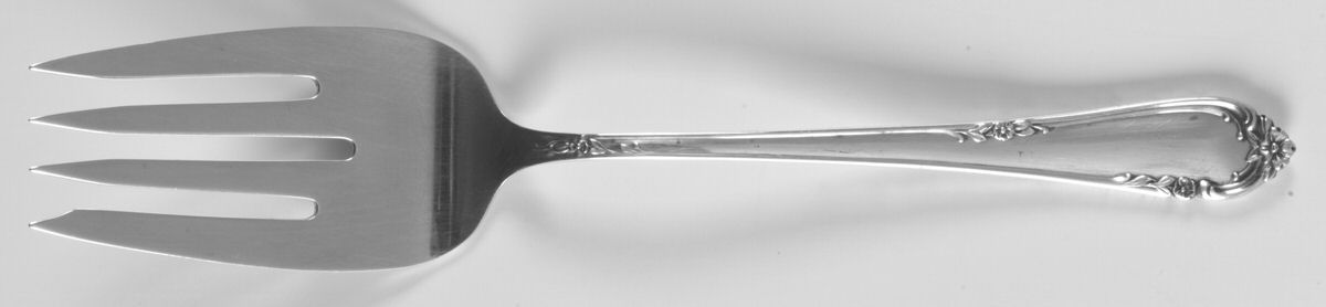 Dancing Flowers (Sterling, 1950) Medium Solid Cold Meat Serving Fork by Reed & Barton-1