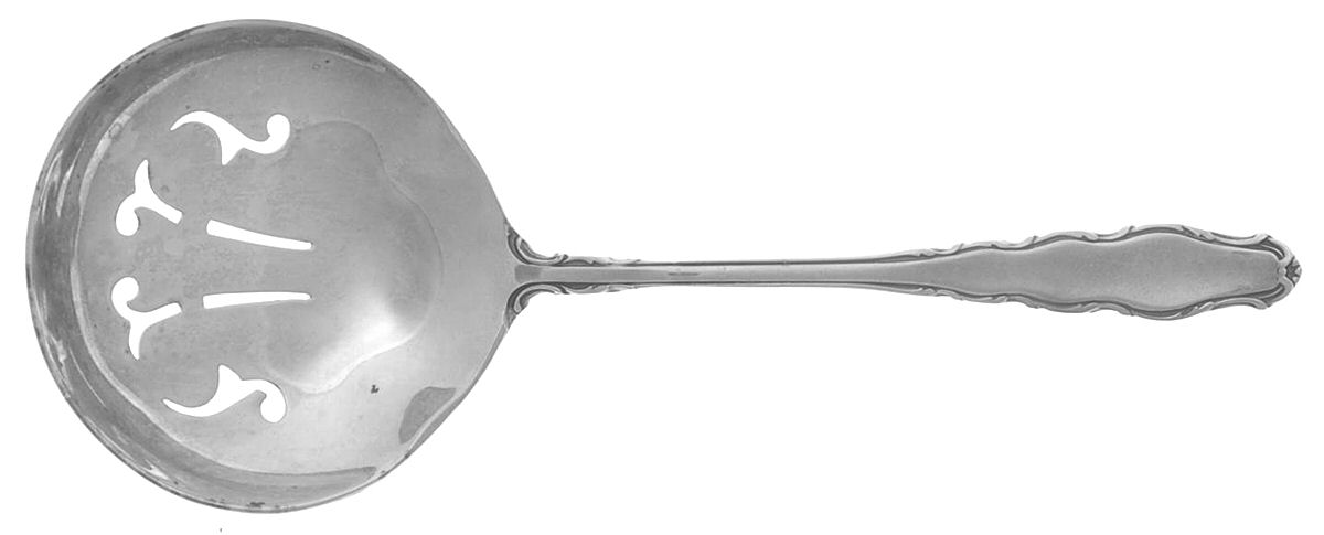 English Provincial (Sterling, 1965) Solid Bon Bon Spoon with Pierced Bowl by Reed & Barton-1