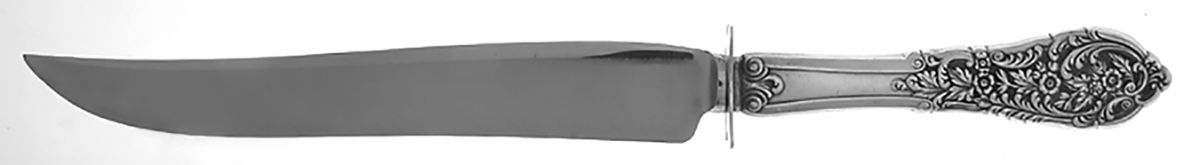Florentine Lace (Sterling, 1951) Large Carving/Roast Knife StnlBl w/Sterling Guard by Reed & Barton-1