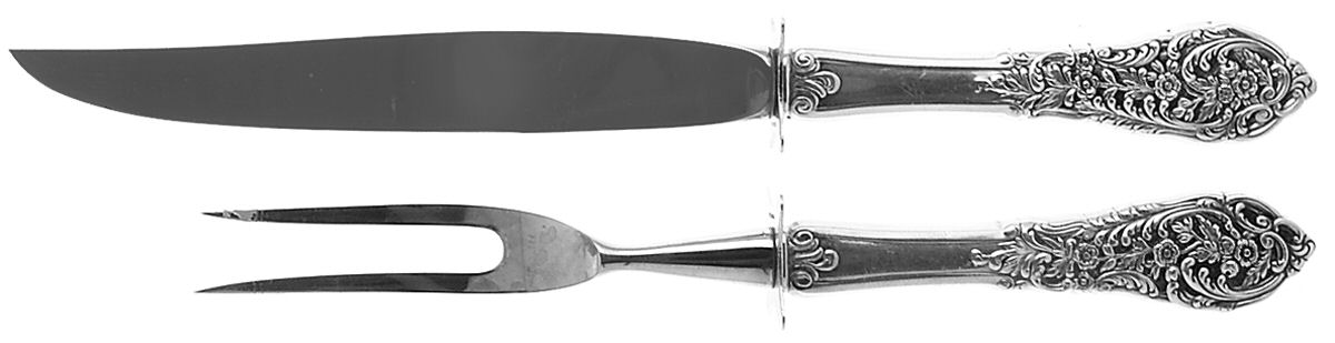 Florentine Lace (Sterling, 1951) Small Stainless Blade 2-Piece Steak Carving Set by Reed & Barton-1