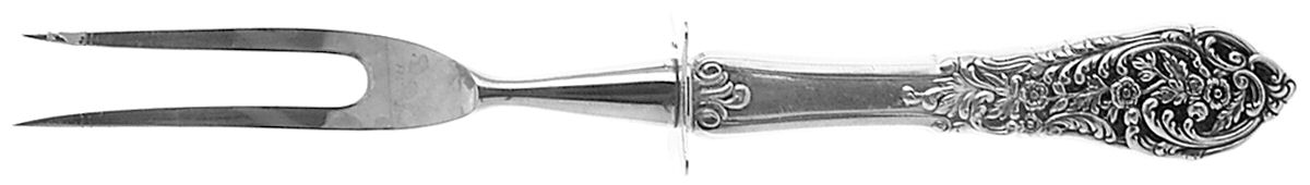 Florentine Lace (Sterling, 1951) Small Steak Carving Fork with Stainless Prongs by Reed & Barton-1