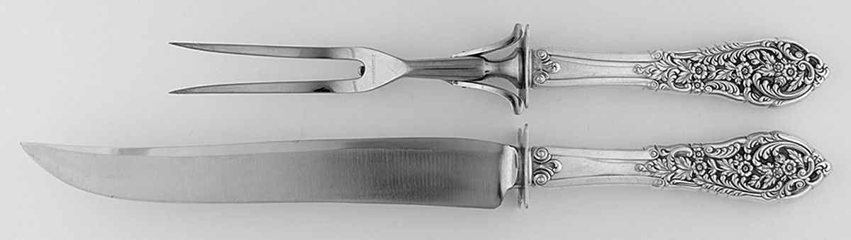 Florentine Lace (Sterling, 1951) Large 2-Piece Roast Carving Set w/Stainless Blade by Reed & Barton-1