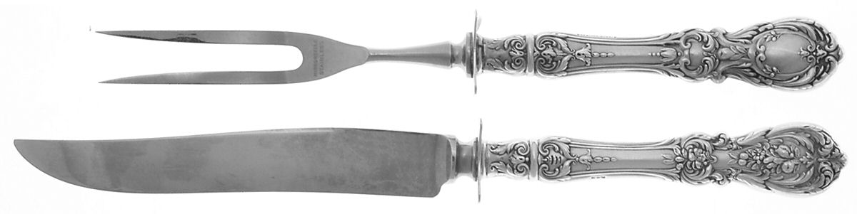 Francis I (Sterling, Eagle-R-Lion, 1907) 2 Piece Small Carving Set W/ Sterling Guard by Reed & Barton-1