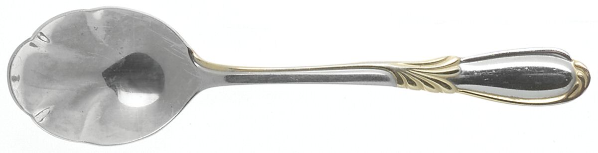 Linda (Stainless-Gold Accent) Sugar Shell Spoon by Retroneu-1