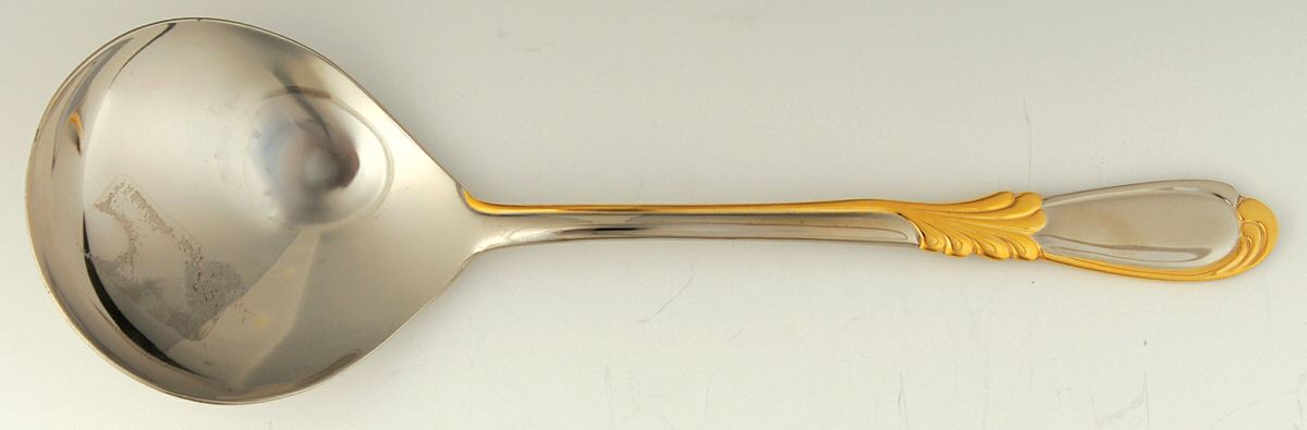 Linda (Stainless-Gold Accent) Tablespoon (Serving Spoon) by Retroneu-1
