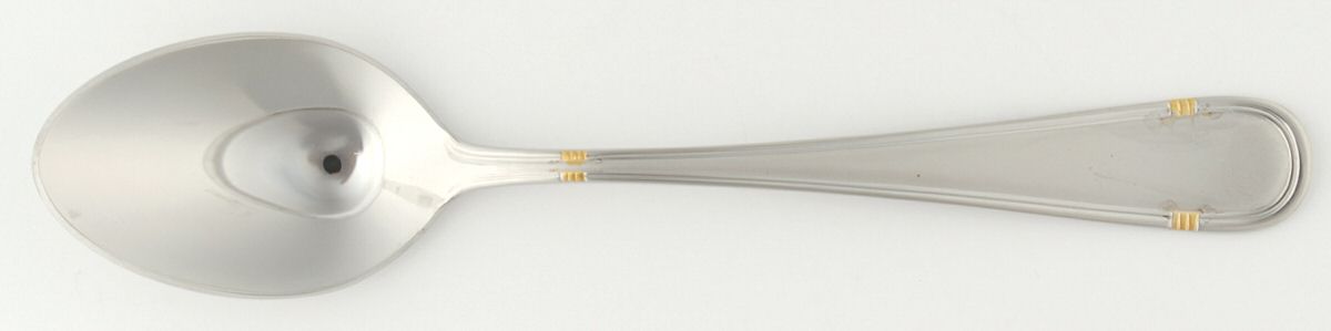 RBL10 (STAINLESS, GOLD ACCT) Place/Oval Soup Spoon by Roberts & Belk-1