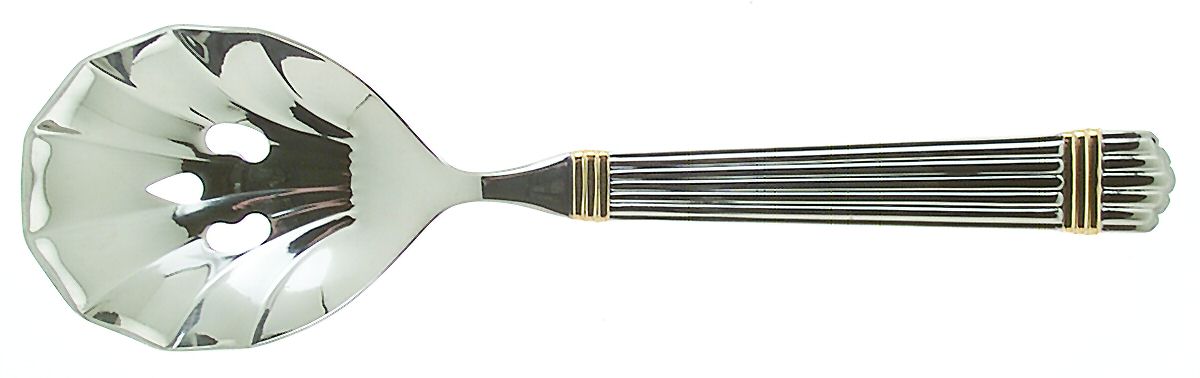 Gold Espirit (Stainless, Gold Acct) Pierced Tablespoon (Serving Spoon) by Roberts & Belk-1