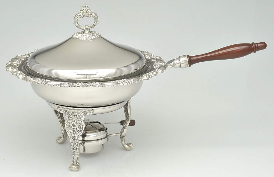 Burgundy (Silverplate, Hollowwarer, Older) Chafing Dish W/Lid, Liner, Stand & Burner by Reed & Barton-1