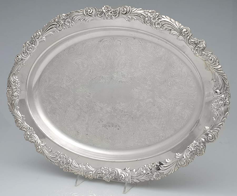 Burgundy (Silverplate, Hollowwarer, Older) 16" Oval Serving Platter by Reed & Barton-1