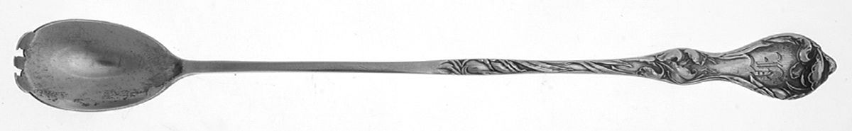 Les Cinq Fleurs (Sterling, 1900, No Monos) Pierced Bowl Long Handle Olive Spoon by Reed & Barton-1