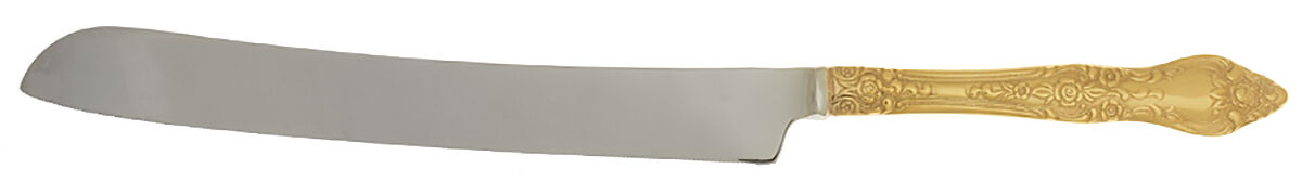 RLF1 (Gold Electroplate) Wedding Cake Knife with Stainless Blade HC by Royal Sealy-1