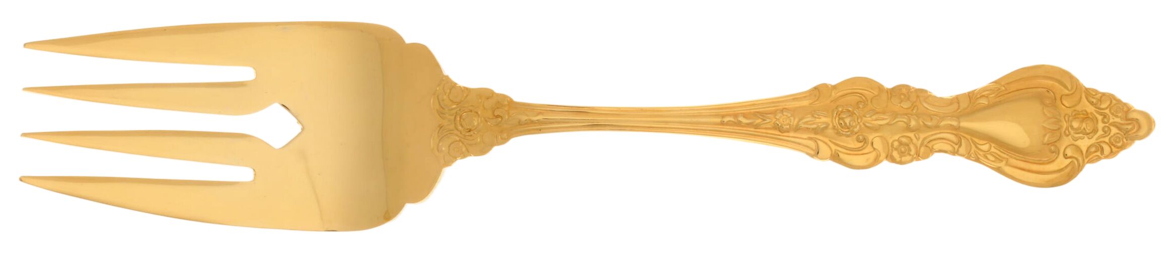 RLF1 (Gold Electroplate) Large Solid Cold Meat Serving Fork by Royal Sealy-1