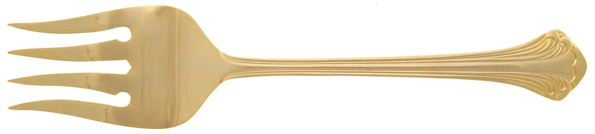 Gold Allegro (Gold Electroplate) Medium Solid Cold Meat Serving Fork by Royal Gallery-1
