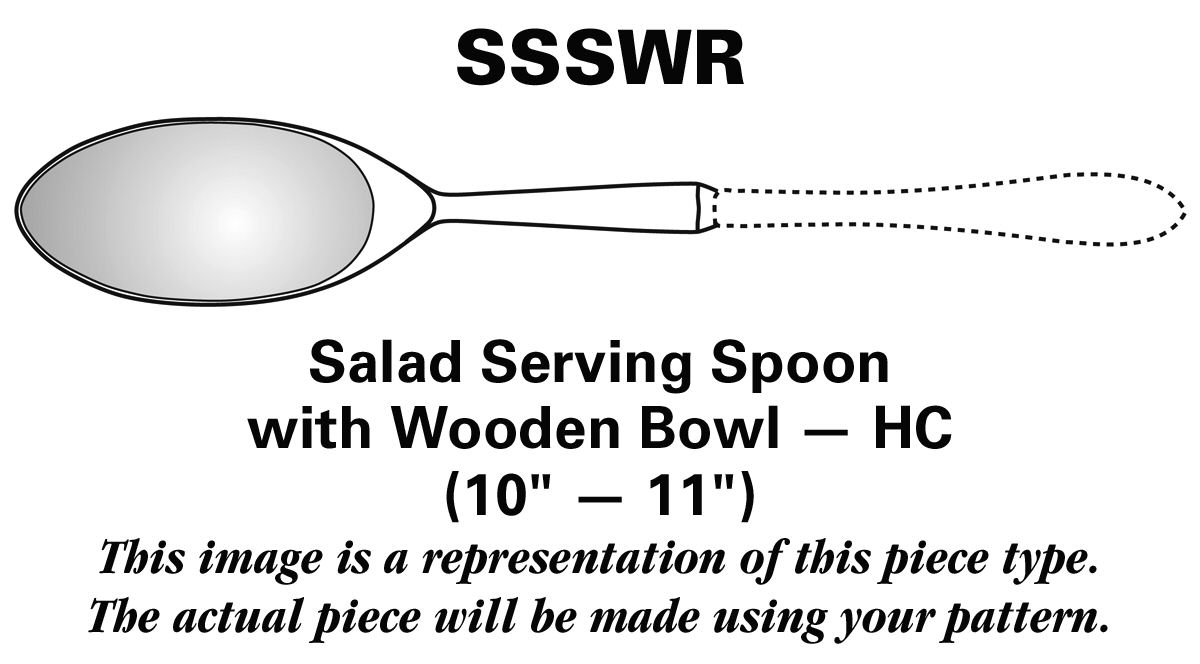 Rosemary (Sterling, 1944) Salad Serving Spoon with Wooden Bowl HC by Easterling-1