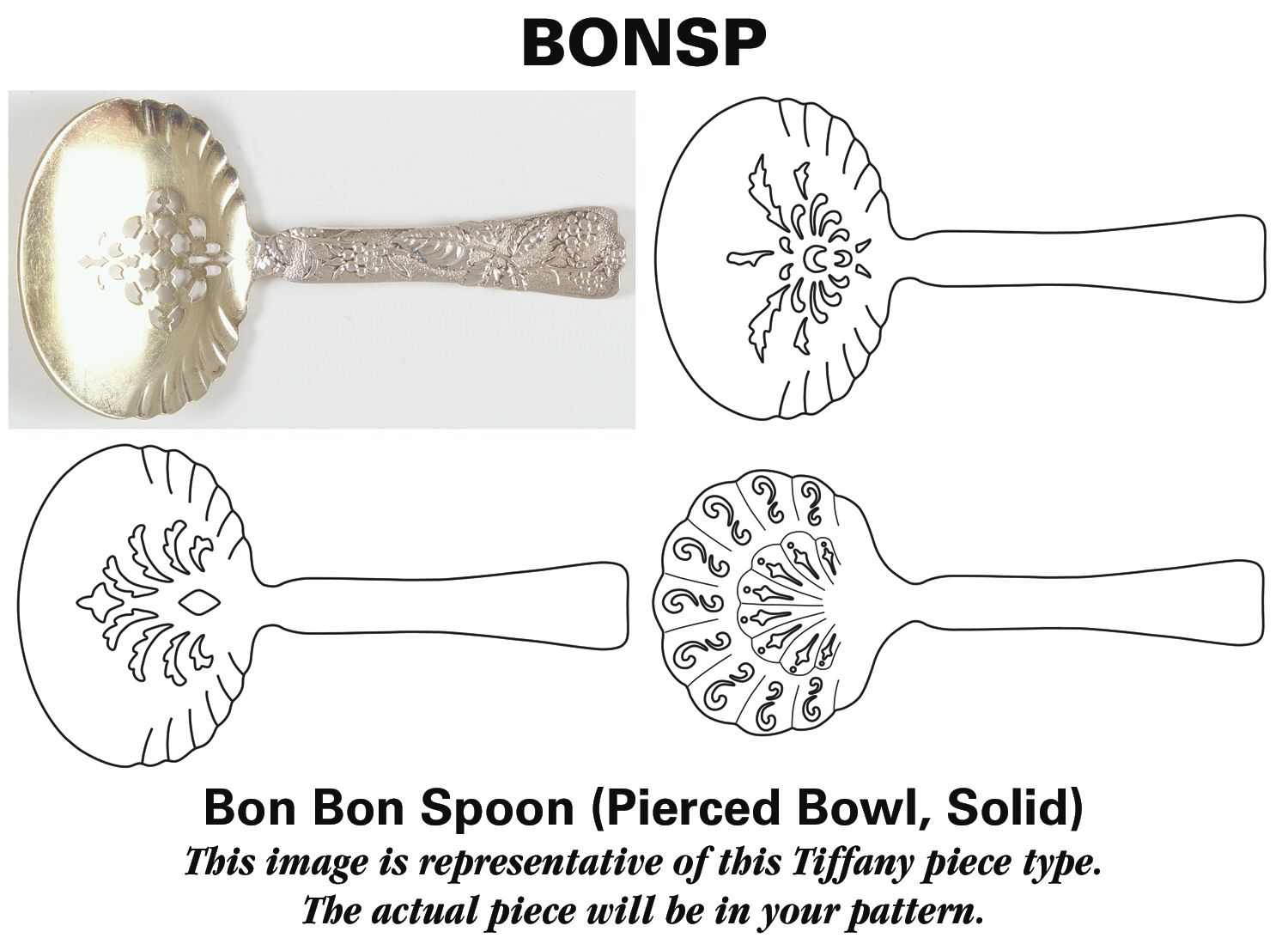 Richelieu (Sterling, 1892, No Monograms) Solid Bon Bon Spoon with Pierced Bowl by Tiffany & CO SILVER-1