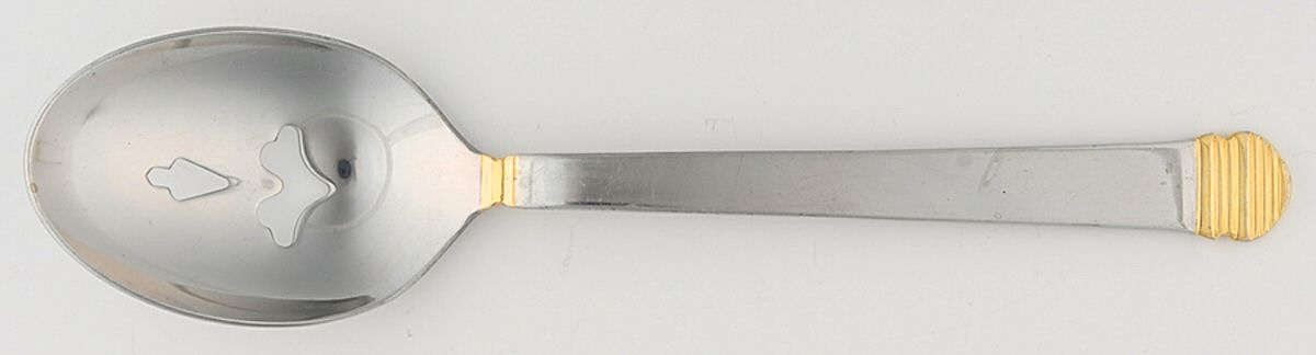 RGL21 (Stainless-Gold Accent) Pierced Tablespoon (Serving Spoon) by Royal Gallery-1