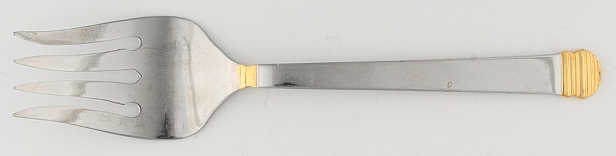 RGL21 (Stainless-Gold Accent) Large Solid Cold Meat Serving Fork by Royal Gallery-1