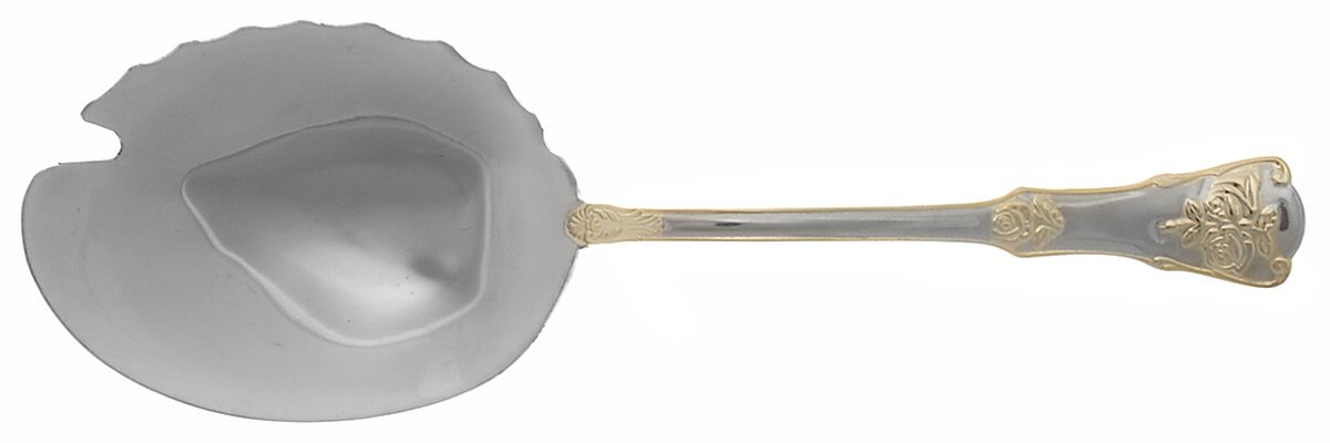 Old Country Roses (Stnls, Gold Acct) Solid Shell Casserole Spoon by Royal Albert-1