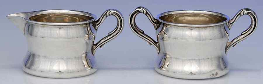 D218 (Sterling, Hollowware) Mini Sterling Creamer and Open Sugar by Roger Williams-1