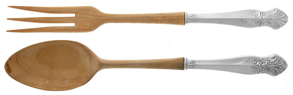 RZ1 (Sterling) Wooden Bowl 2-Piece Salad Set by Royal Family-1