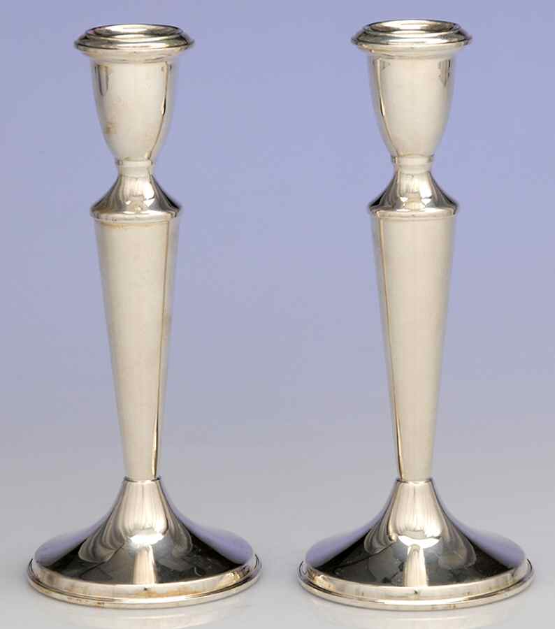 124 (Sterling, Hollowware) Pair of Weighted Candlesticks by Reed & Barton-1