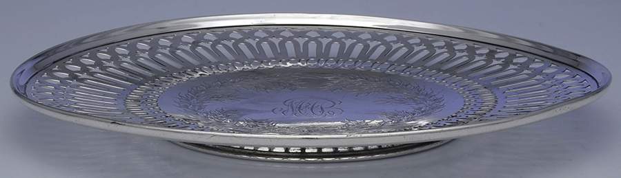 E58 (Sterling, Hollowware) 12" Footed Sandwich Plate by Roger Williams-1