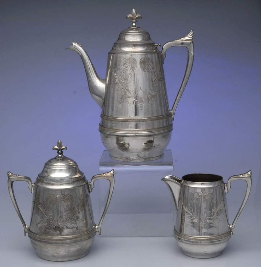 Silverplate Hollowware (3 Pc) Coffee Set (PCP,PCR,PSU) by Racine Silver Plate-1