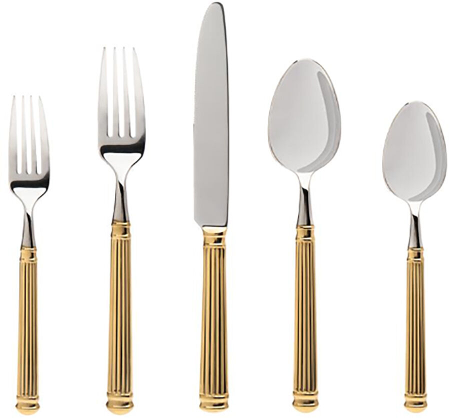 Colonnade Gold-Stainless, Gold Electroplate 5 Piece Place Setting by Ricci (Argentieri)-1