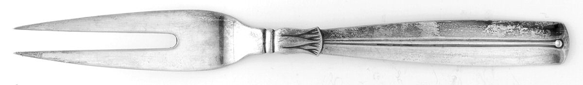 Lotus (Sterling) Medium 2-Tine Cold Meat Serving Fork by Broderne W & S Sorensen-1