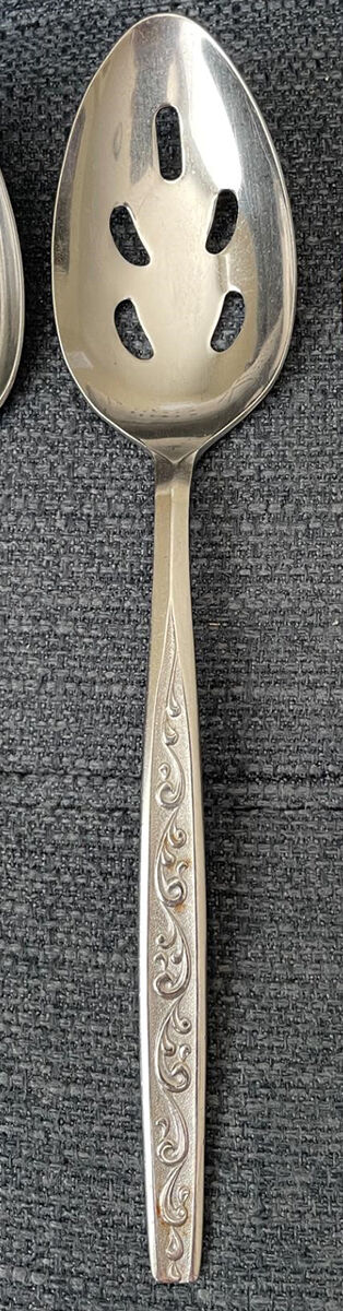 Castle (Stainless) Pierced Tablespoon (Serving Spoon) by Stanley Roberts-1