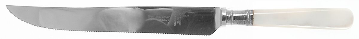 Victoria(Silverplate, Pearlhdl, Less Design Band) Cake Knife with Stainless Blade by Samuel Peace-1