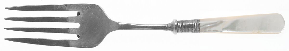 Victoria(Silverplate, Pearlhdl, Less Design Band) Solid Serving Fork by Samuel Peace-1