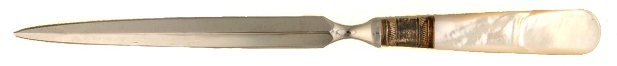 Victoria(Silverplate, Pearlhdl, Less Design Band) Letter Opener with Stainless Blade by Samuel Peace-1