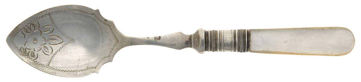 Victoria(Silverplate, Pearlhdl, Less Design Band) Ice Cream Spoon Individual by Samuel Peace-1
