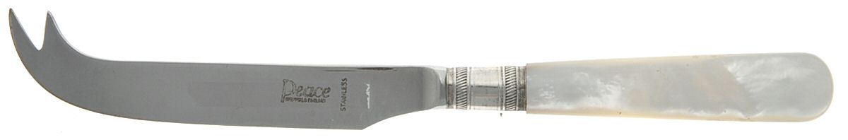 Victoria(Silverplate, Pearlhdl, Less Design Band) Cheese Knife with Stainless Blade by Samuel Peace-1