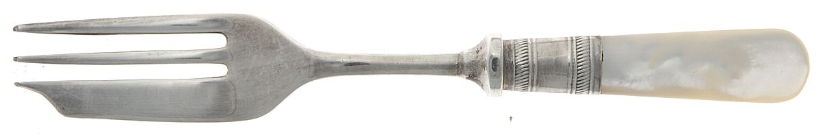 Victoria(Silverplate, Pearlhdl, Less Design Band) Pastry Fork by Samuel Peace-1