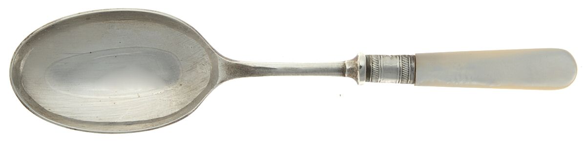 Victoria(Silverplate, Pearlhdl, Less Design Band) Tablespoon (Serving Spoon) by Samuel Peace-1