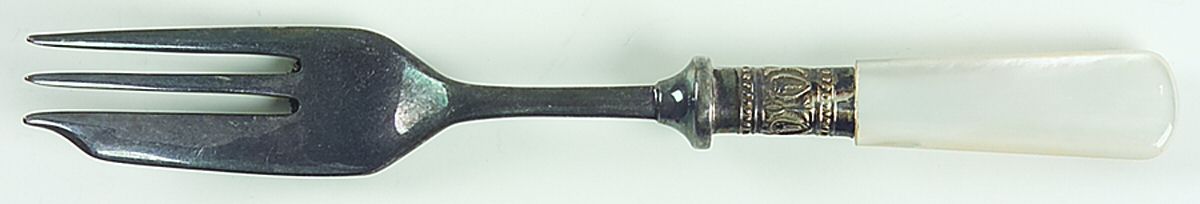 Victoria(Silverplate, Pearlhdl, More Design Band) Pastry Fork by Samuel Peace-1