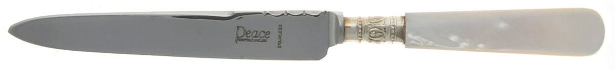 Victoria(Silverplate, Pearlhdl, More Design Band) Individual Fruit Knife with Stainless Blade by Samuel Peace-1
