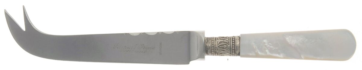 Victoria(Silverplate, Pearlhdl, More Design Band) Cheese Knife with Stainless Blade by Samuel Peace-1