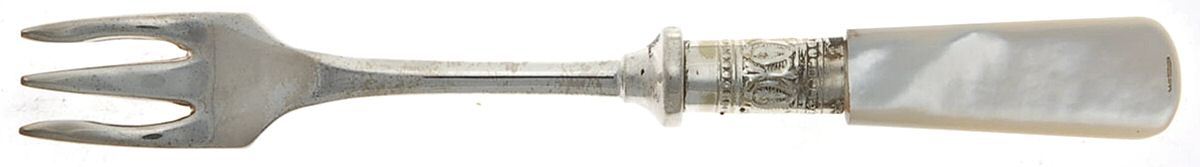 Victoria(Silverplate, Pearlhdl, More Design Band) Cocktail/Seafood Fork by Samuel Peace-1