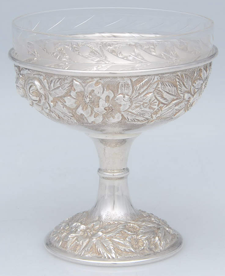 Baltimore Rose (Sterling, Hollowware) Oyster Cocktail with Crystal Liner by Schofield-1