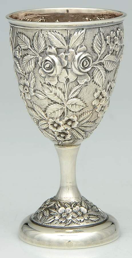Baltimore Rose (Sterling, Hollowware) Sterling Wine Goblet by Schofield-1