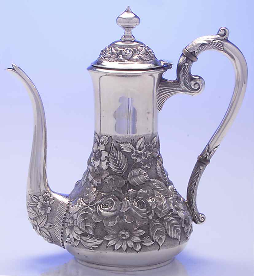 Baltimore Rose (Sterling, Hollowware) Coffee Pot by Schofield-1