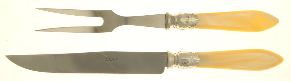 Baguette-Pearlized (Stainless) Small Stainless Blade 2-Piece Steak Carving Set by Sabre-1