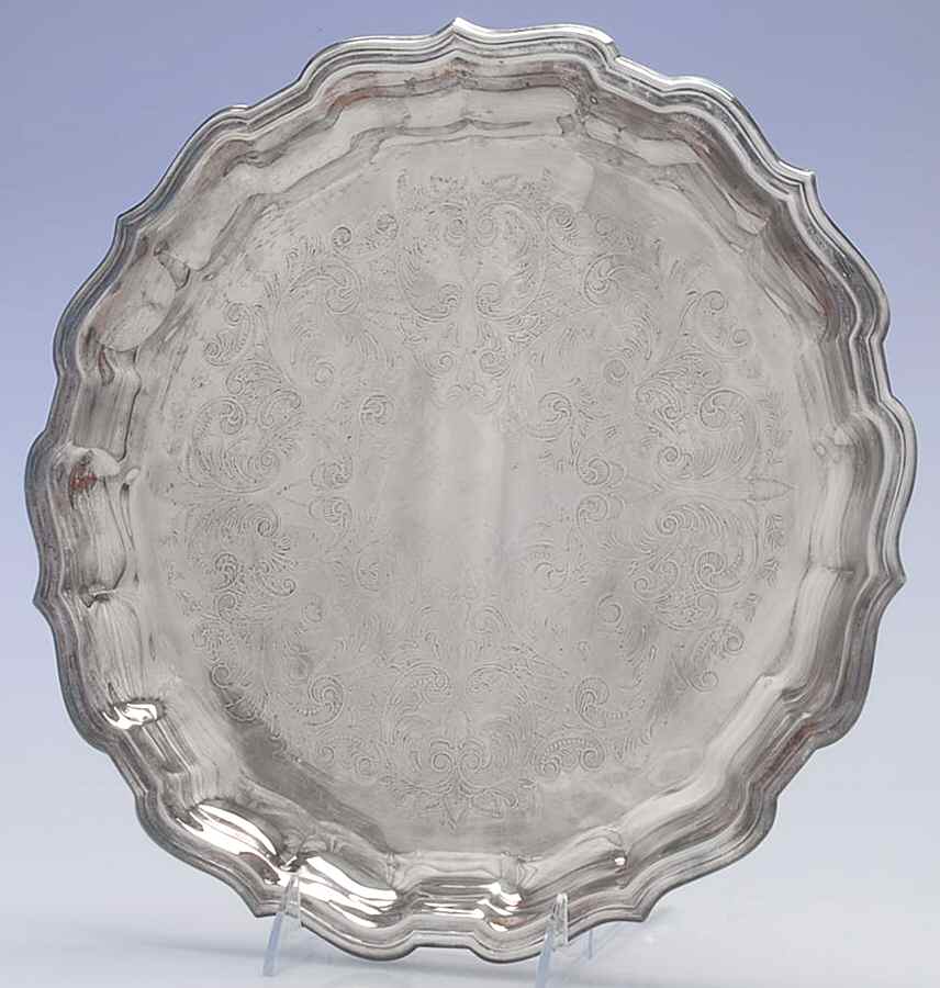 Chippendale (Silverplate, Hollowware) 12" Round Tray by Sheffield Silver Co (USA)-1